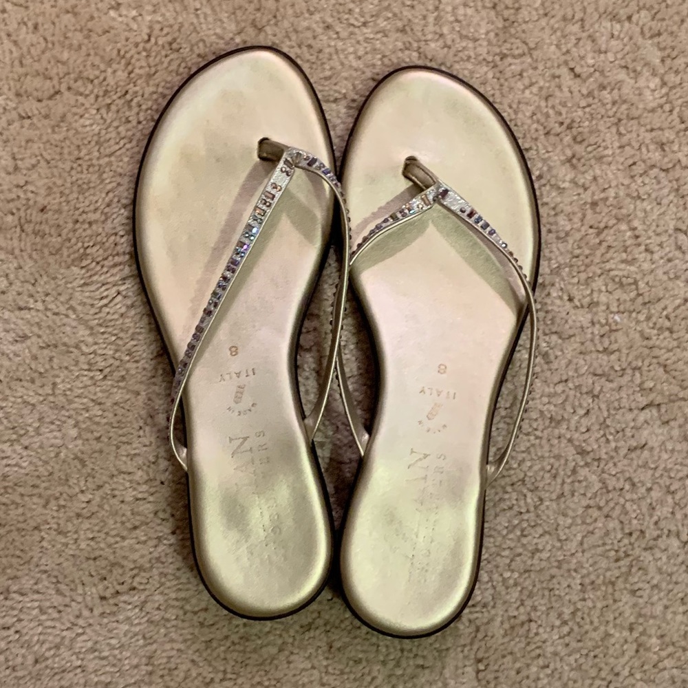 Gold flip flops
